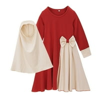 Komplet odjeće za djevojčice s dugim rukavima s mašnom casual haljina za princezu šešir opremljena haljina za