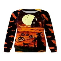 Liacowi Women Juniors Halloween Twichirt Crtani otisak Dugi rukav pulover labavi vrhovi casual ulična odjeća za
