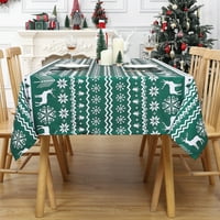 Poklopac stola od boho stila 60 x102 Xmas Tree i jeleni dizajn zelena duguljasta tablona Vodootporan odmor ukrasni