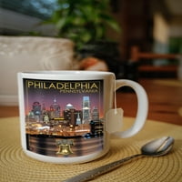 keramička šalica za fl oz, Philadelphia, PA, fotografija, noćni krajolik, perilica posuđa i mikrovalna pećnica