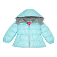 Ružičasta platinasta dječja jednobojna zimska jakna za djevojčice