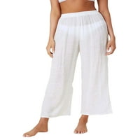 Lamuusaa ženske krema za sunčanje ležerne hlače čvrste boje labave plaže za odmor obrezane hlače