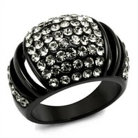 _1620-crni ženski prsten od nehrđajućeg čelika s visokokvalitetnim hematitnim kristalom - veličina 9