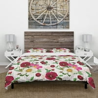 DesignTart 'Pansies, trešnje i ruže na ružičastoj točkinoj pozadini' Sažetak pokrivača