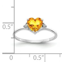 Primalno zlato karatno bijelo zlato srce i dijamantni prsten