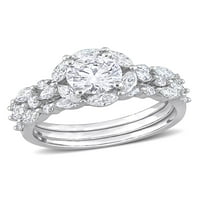 2- Carat T.G.W. Marquise izrezan je stvorio bijeli moissanit sterling srebrni zaručnički prsten