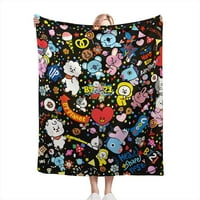 Kpop fan kpop glazba zgušnjava pokrivač crno -bijela doodle bacanje deka ultra mekana flanela deka kućna oprema