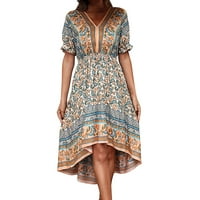Ženska ljetna vintage midi haljina vitka haljina nepravilna haljina za žene jeseni za žene plus ljetne haljine