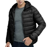 Muški jesenski / zimski lagani pamučni kaput s kapuljačom s kapuljačom u crnoj boji