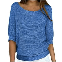 + Preveliki džemperi za žene, Pleteni džemper s okruglim vratom, modni elegantni rukav, Slatka bluza, lagani široki