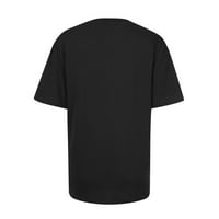 Majice s kratkim rukavima s kratkim rukavima za žene, udobne bluze s okruglim vratom s printom, crne majice s