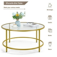 Alden dizajn okrugli moderni stakleni stolić za kavu, zlato