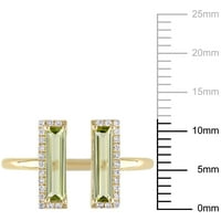 Miabella ženska ct baguette-cut peridot ct dijamant s dva kamena 14KT žuto zlato otvoreni prsten