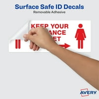 Avery Poštujte udaljenost Sigurno za čvrste površine naljepnice s unaprijed tiskane ID, 3-1 4 8-3 8