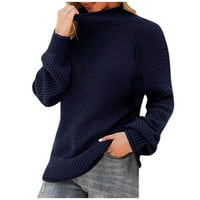 Ženski džemperi s visokim vratom, jesenski pulover s dugim rukavima šišmiš s prorezom na dnu, opušteni casual