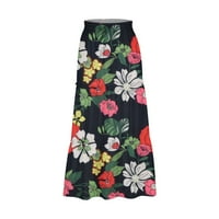 Suknje za žene, modne ljetne boho duge suknje na plaži s cvjetnim printom, lepršave ljuljačke suknje, Vintage
