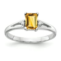 6-karatni prsten od bijelog zlata s smaragdom, citrinom i dijamantom izrezanim u Emeraldu