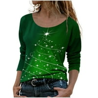 Žene Plus size rasprodaja Ženska Moda pulover s okruglim vratom s printom božićnog drvca Ženske majice bluza u