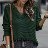 Ženske pulovere pulover Rasprodaja Ženska Moda dugi rukavi izrez u obliku slova a, široki vrhovi bluza, jednobojni