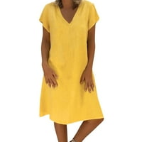 Rasprodaja ljetne modne ženske ljetne haljine od pamuka i lana u obliku donjeg dijela donjeg dijela donjeg dijela