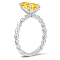 Dijamantni prsten od prirodnog Citrina u obliku srca od bijelog zlata od 14 karata 8,75