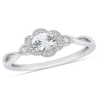 Miabella Carat T.G.W. Stvoren bijeli safir i karat T.W. Dijamantni srebrni cvjetni prsten