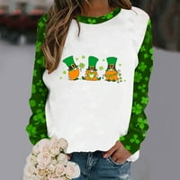 Gotyou ženska košulja s dugim rukavima labava casual pullover St. Patrick's Day Tiskana kapuljača žuta s
