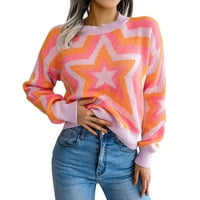 Džemperi Za Žene Jesen / Zima udobni preveliki ležerni džemperi s okruglim vratom i dugim rukavima s printom zvijezda