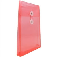 Papir 6-1 4 9-1 4 otvorene plastične omotnice s gumbom i vezicama, ružičaste, 12 pakiranja