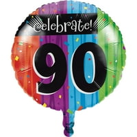 Kreativni ukras blagdanske zabave okruglim metalnim balonom, značajna proslava 90. obljetnice