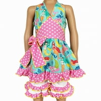Annloren Girls 'Mermaid Halter Dress & White Ruffle Shorts Boutique set