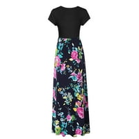 Midi haljine za žene, modne Ležerne široke haljine s okruglim vratom s cvjetnim printom, haljina kratkih rukava