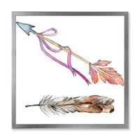 DesignArt 'Pink Bird Feather od krila na strelici' Boemijski i eklektični uokvireni umjetnički tisak