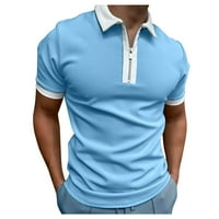 Muška majica za golf majica retro kontrastne boje ulična odjeća s kratkim rukavima s printom gumba modna ležerna