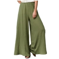 Ženske lanene pamučne hlače palazzo Aucho, široke Gaucho hlače, prevelike casual Culottes, boho Ženska odjeća