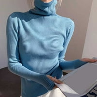 Džemper zimski džemper solidna boja visoka ovratnika elastična mekana pulover zaštita od vrata anti-srijezna dugih