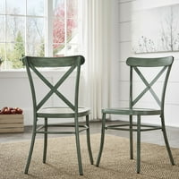 Metalne stolice za blagovanje s naslonom u obliku leđa, dvodijelni set, starinski