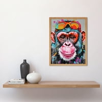 Majmun čimpanze sa sunčanim naočalama grafiti pop art art print uokviren zidni dekor plakata
