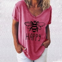 Ženske majice s printom pčela a-list kratkih rukava, a-list Dekoltea, opuštenog kroja, Casual moda, ženske proljetno-ljetne
