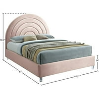 Meridijanski namještaj Iridescentno ružičasti baršunasti bračni krevet veličine meridijan-meridijan