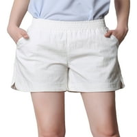 Ženske hlače s elastičnim pojasom i džepovima, široke jednobojne kratke hlače, ljetne jednobojne kratke hlače
