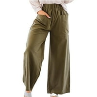 ; / Ženska moda, ženske ljetne Ležerne obične hlače, ravne hlače širokih nogavica, hlače s džepovima, svestrane