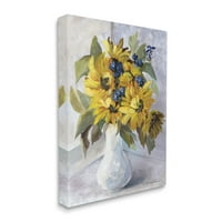Stupell žute tratinčice plavi naglasak cvijet botanička i Cvjetna galerija Slikarstvo omotano platno ispis zidne