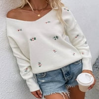 Džemperi za žene u džemperu s cvjetnim pletenim puloverima s dugim rukavima