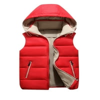 Ženski zimski prsluk, jakna bez rukava s kapuljačom s patentnim zatvaračem u kontrastnoj boji, topli prsluk, gornja