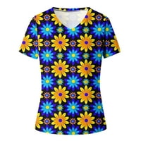 -Nect kratki rukav za žene zimske cvjetne tiskane majice casual labave grafičke majice