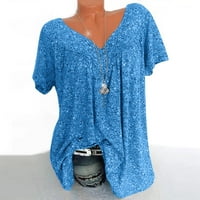 Ženske ljetne majice, modne casual bluze Plus Size s prednjim čvorom, duboki izrez u obliku slova U, bluze kratkih