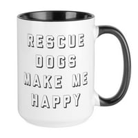 CAFEPRESS - Psi za spašavanje čine me sretnim - Oz keramička velika šalica