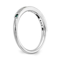 Čvrsta 14K Dijamant bijelog zlata Smaragdno zeleno svibanj May Gemstone Wedding Band Ring Veličina 7