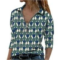Ženske košulje s dugim rukavima za žene Plus-Size Ženska ležerna majica s patentnim zatvaračem s geometrijskim